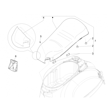 Zadel Vespa GTS 250 ie 2005-2016 (zonder ABS) geel 928/A