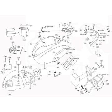Motorschermen - Helmbak - Achterdrager AGM Retro Extra zwart