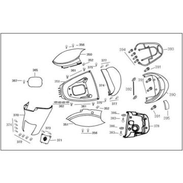 Motorschermen - Helmbak - Achterdrager Benzhou YY80T-18 YY50QT(-18) zwart