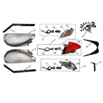 Motorschermen - Helmbak - Achterdrager China LX 50 4-takt AC wit