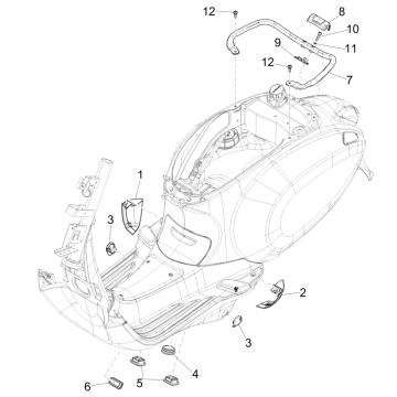 Zijskirts Vespa Sprint 4-takt 3V (euro4 injectie IGET) Matt Yellow 974/A