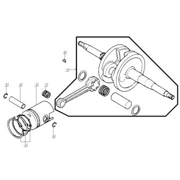 Krukas - Zuiger Kycmo G-Dink 2-takt Donkergrijs