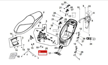 Seat - RR carrier Sym E-Fiddle