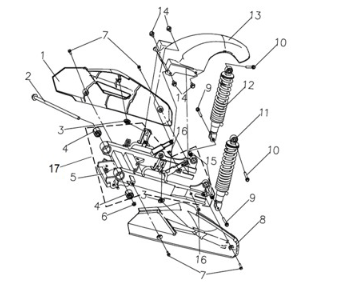 Subframe - Schokbrekers - Achterspatbord Sym E-Fiddle