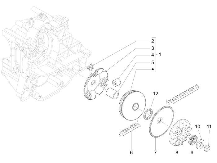Variateur - V-snaar Vespa Sprint 50 4-takt 2V 25km/u