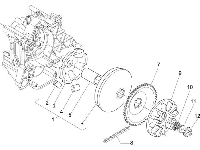 Variateur - V-snaar Piaggio Liberty 50 2-takt AC