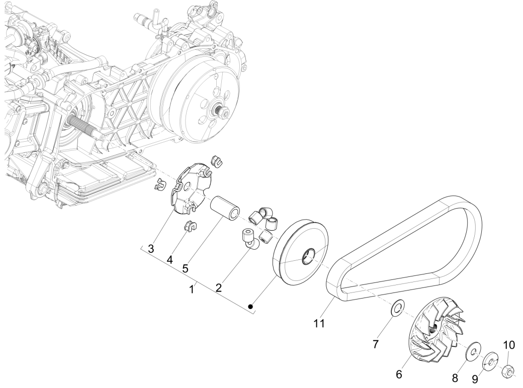 Variateur- V-snaar Vespa GTS 125 IE ABS Euro 4 2019