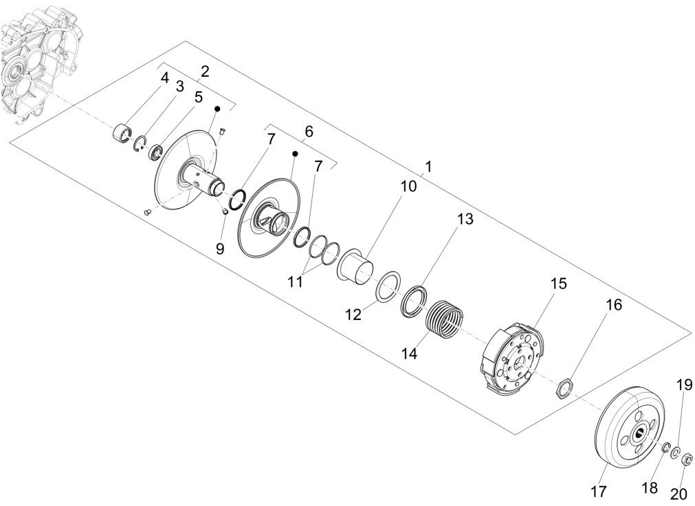 Koppeling Piaggio Liberty 125 IGET 3V ABS Euro 5
