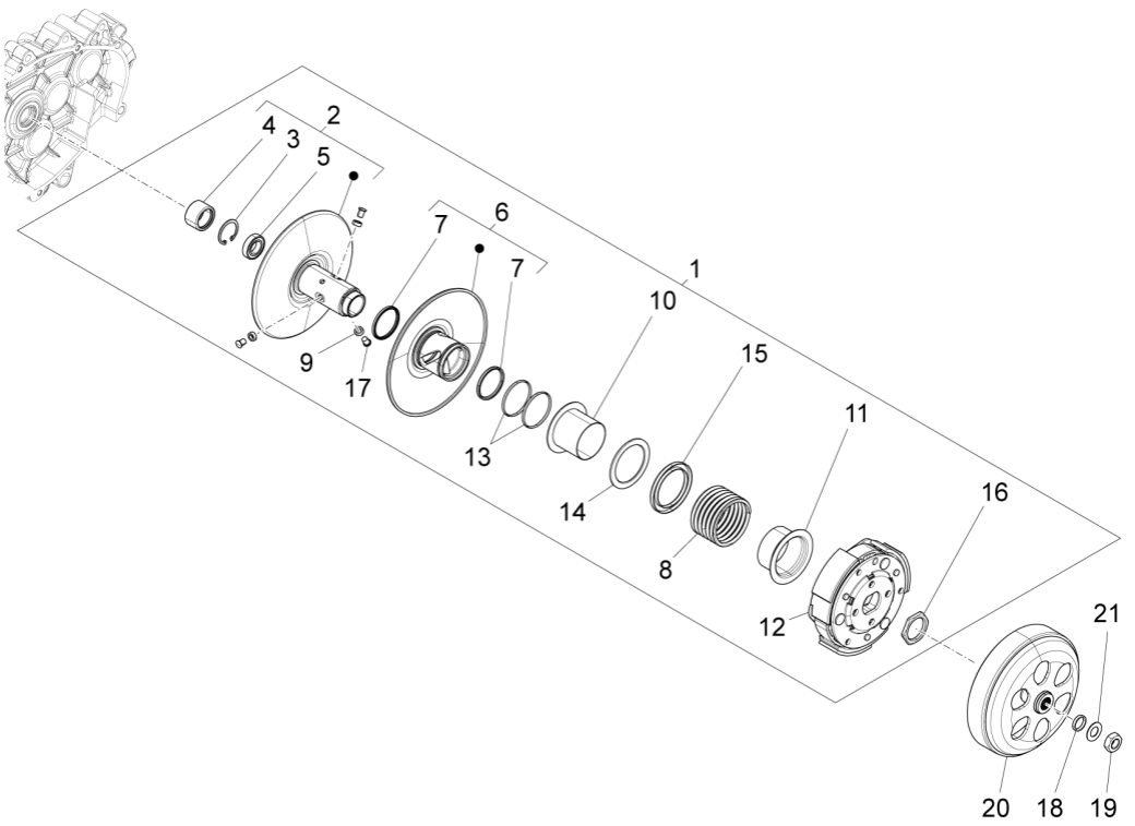 Koppeling Piaggio Fly 125 3V IE Euro 3