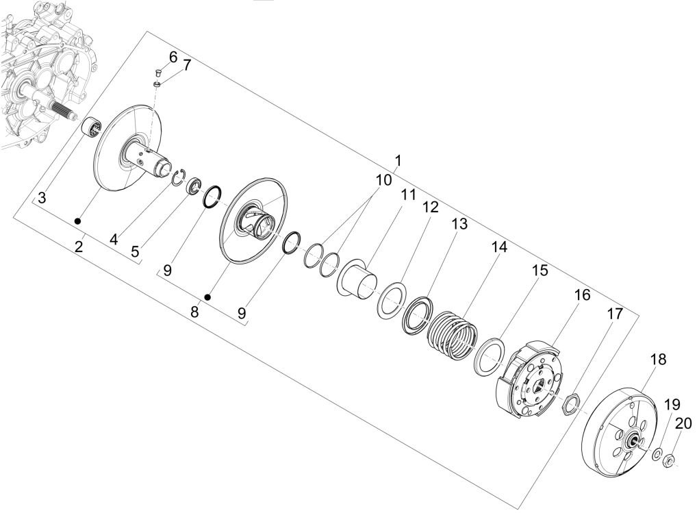 Koppeling Piaggio Medley 150 IE ABS Euro 4 2016-2020