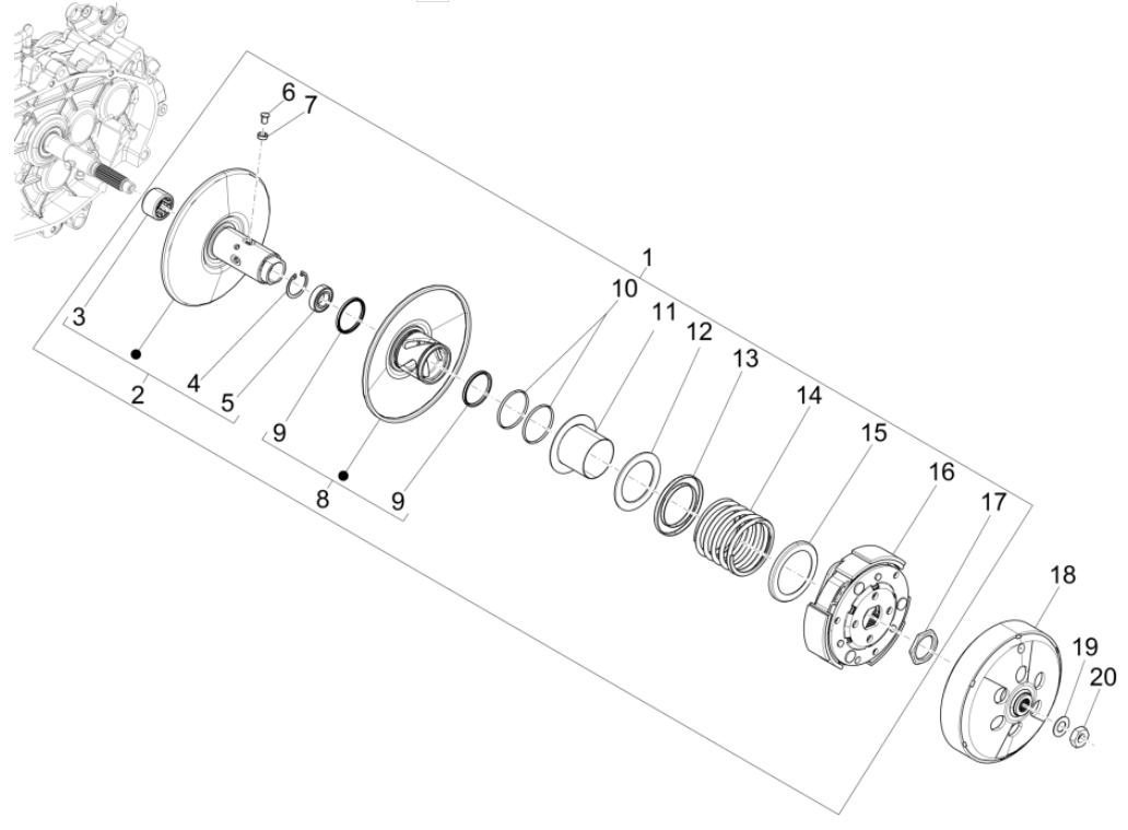 Koppeling Vespa GTS 125 IE ABS Euro 4 2019