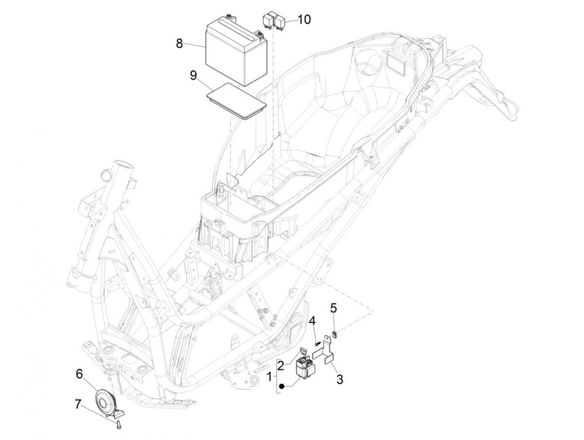 Accu - Claxon - Startrelais Piaggio Beverly 300 IE ABS Euro 4 2016-2020