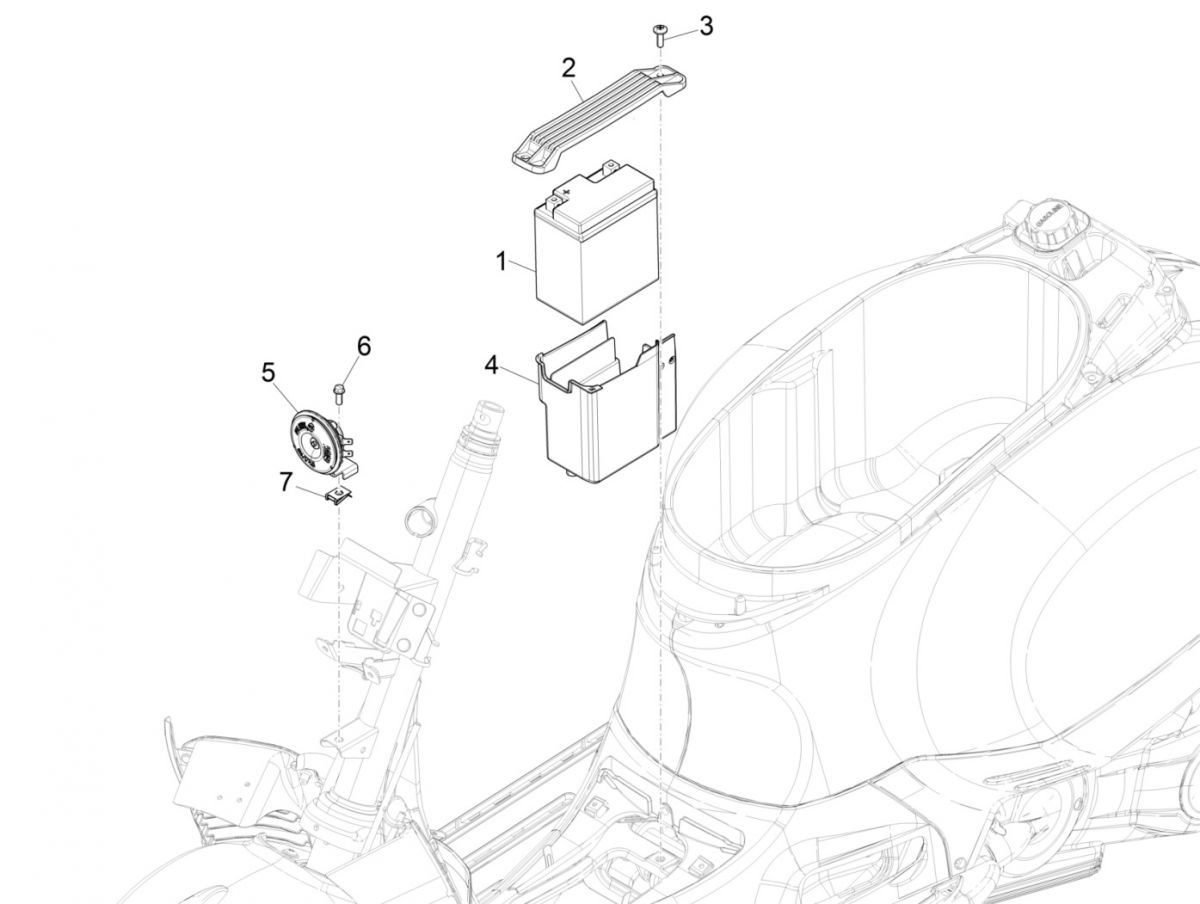 Accu - Claxon - Startrelais Vespa GTS 125 IE ABS Euro 4 2016-2018