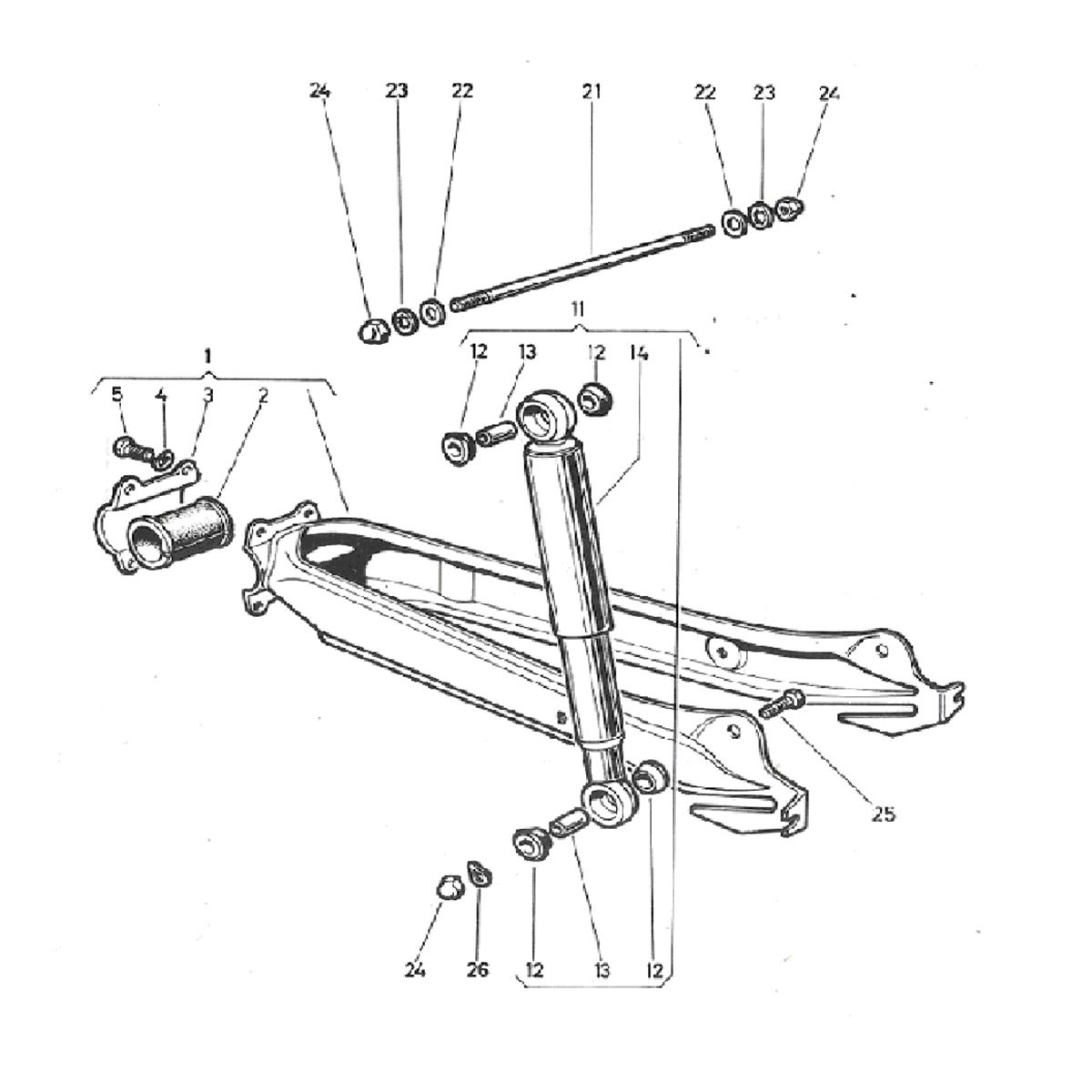 Achtervork - schokbrekers Puch Maxi