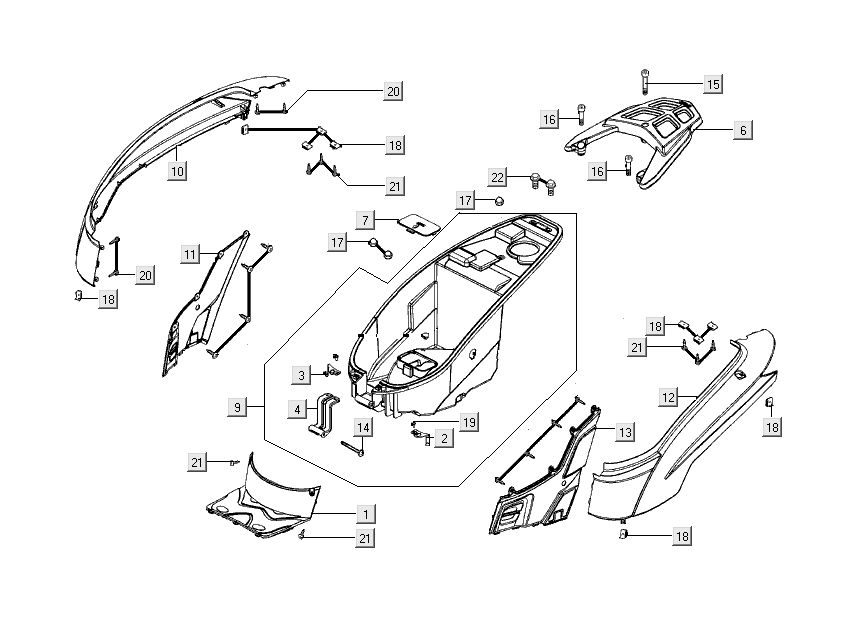 Motorschermen - Helmbak - Achterdrager Kymco People S 50 4-takt Elegance bruin