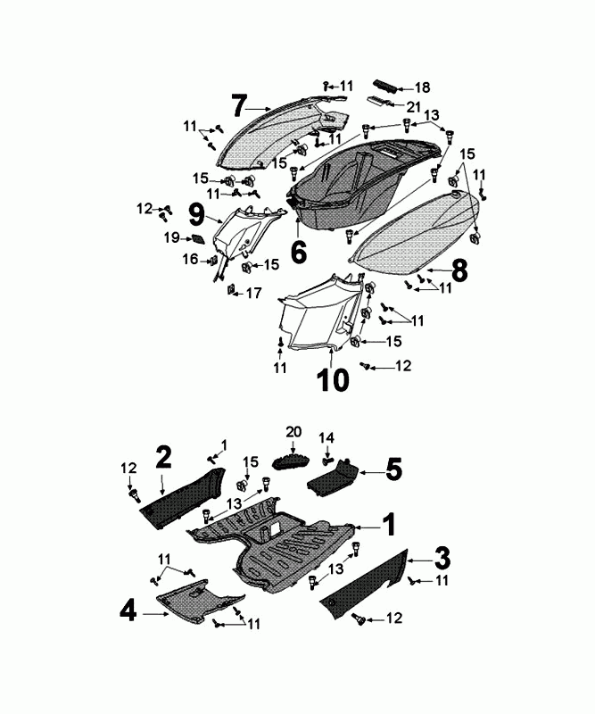 Motorschermen - Treeplank - Helmbak Peugeot Kisbee satin flash  Euro 4