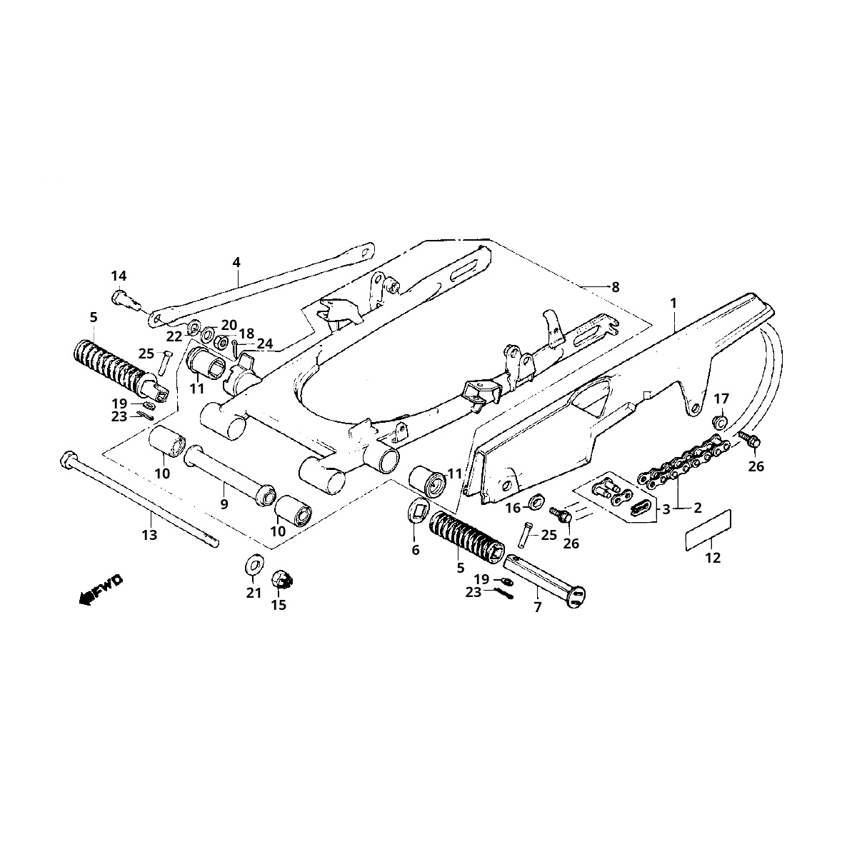 Achterbrug Honda MB50/MB80