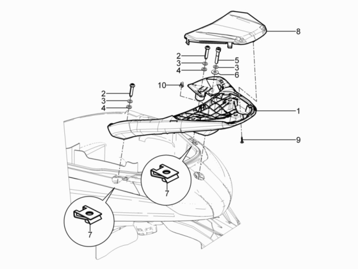 Achterdrager Piaggio Beverly 300 IE ABS Euro 4 2016-2020