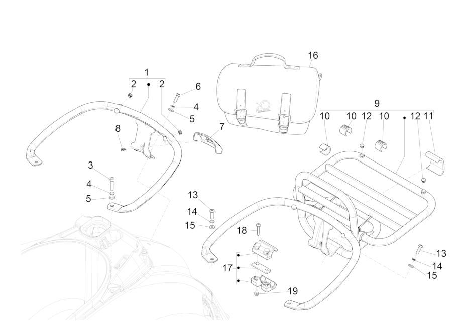 Achterdrager - Handgreep passagier Vespa GTS 125 IE