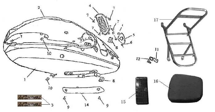 Motorschermen - Achterdrager BTC Grande Retro 125