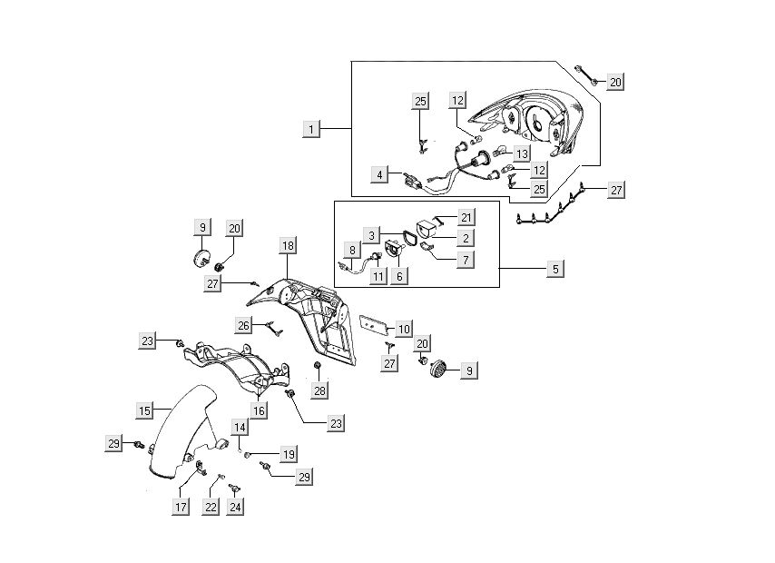 Achterlicht - Achterspatbord Kymco People S 50 4-takt kersen rood