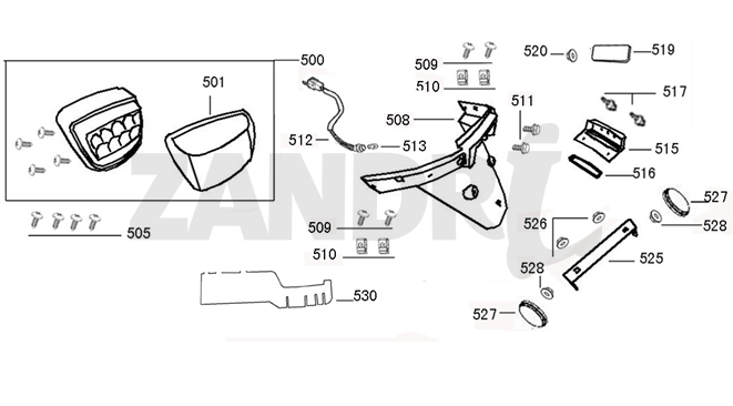Achterlicht - Achterspatbord Santini Capri rood