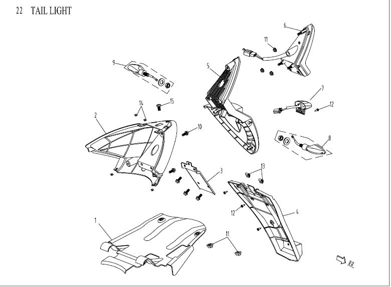 Achterlicht-Knipperlichten achterzijde China Venom wit