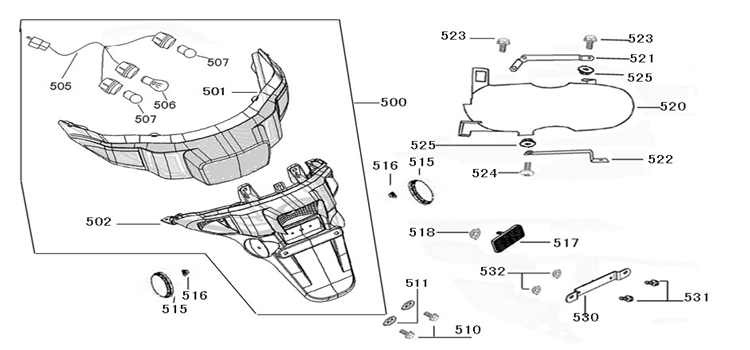 Achterlicht - Achterspatbord China Star 50 creme groen