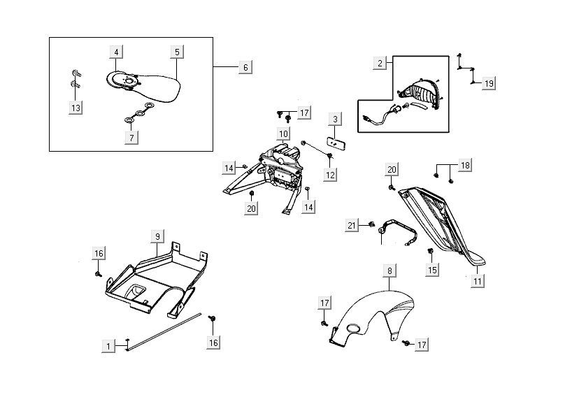 Achterlicht - Achterspatbord Kymco Agility FR 12