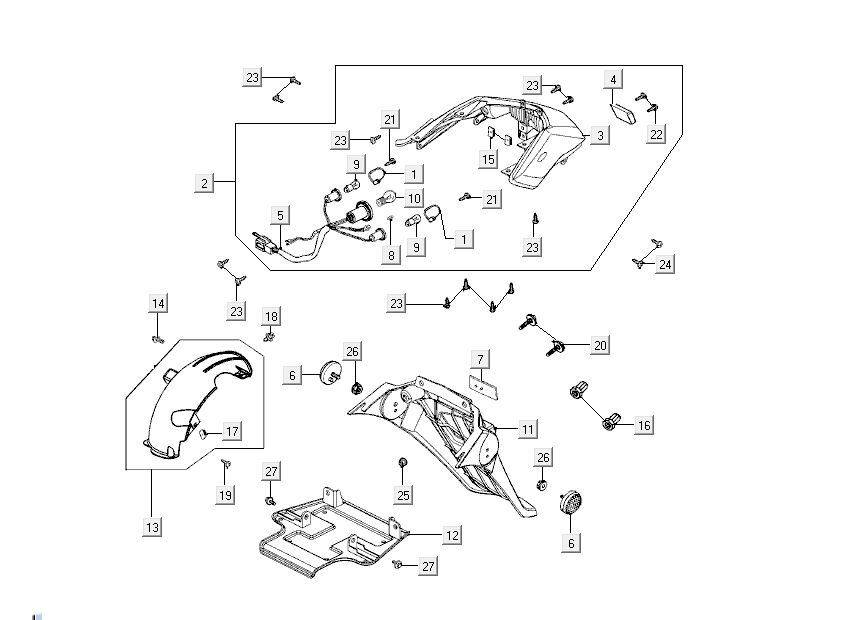 Achterlicht - Achterspatbord Kymco New Dink 4-takt goud