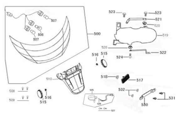 Achterlicht - Achterspatbord Berini Sprint flat antraciet