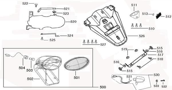 Achterlicht - Achterspatbord BTC Legend rood