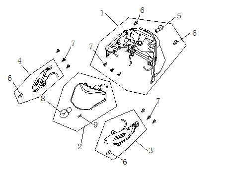 Achterlicht - Knipperlichten achterzijde China Ape 50 zwart