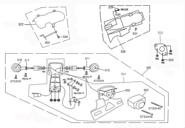 Achterlicht - Achterspatbord - Knipperlichten achterzijde China Retro Extra mat rood