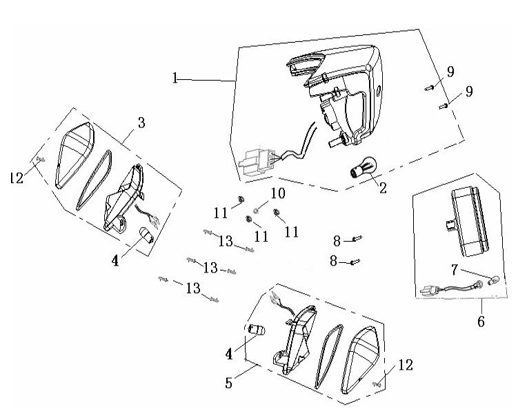 Achterlicht - Knipperlichten achterzijde Generic Ideo 50 2-takt zwart 2007 25km/ukm/u