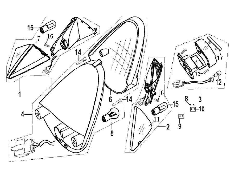 Achterlicht - Knipperlichten achterzijde Generic Xor 50 2-takt 2009 wit