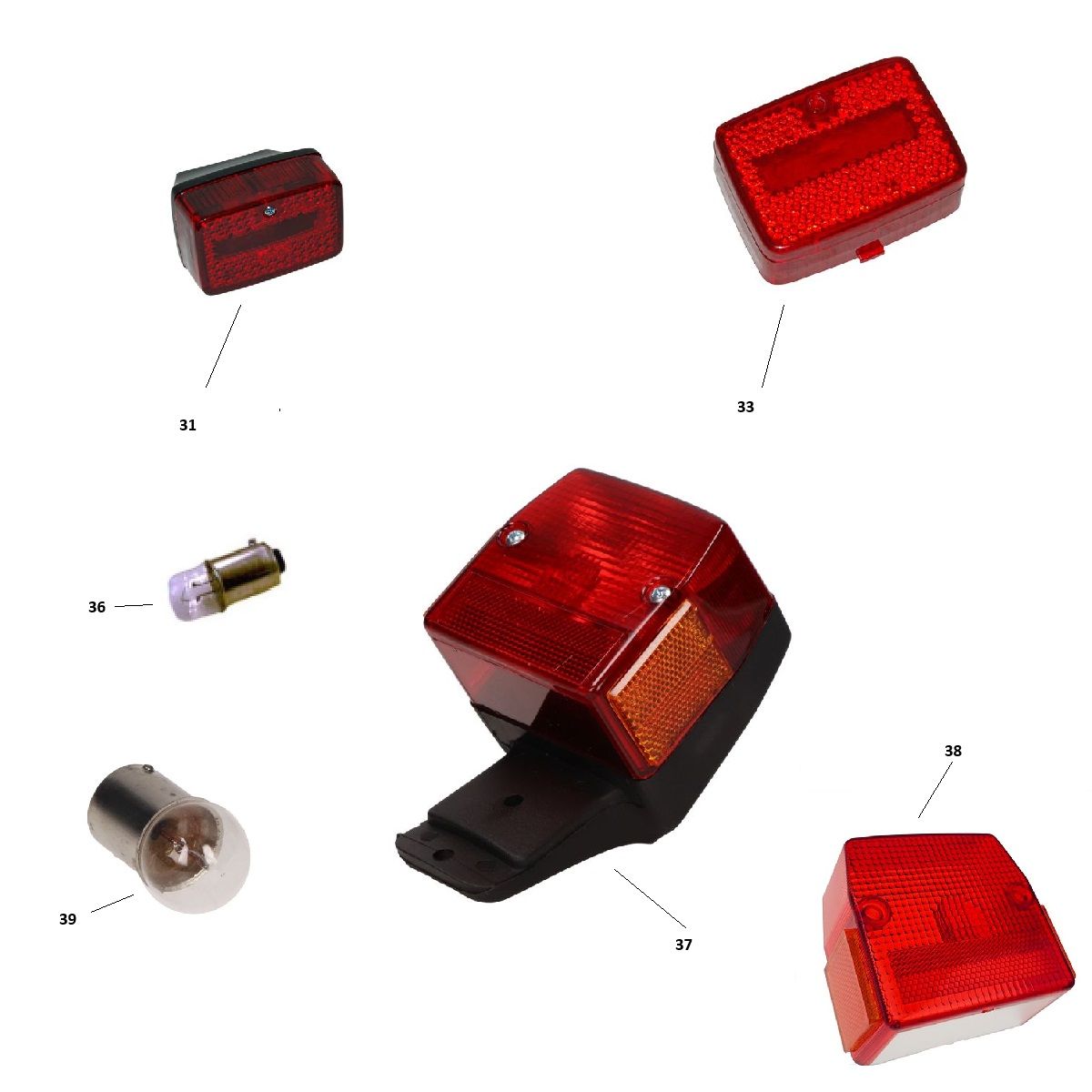 Achterlicht klein en groot Puch Maxi