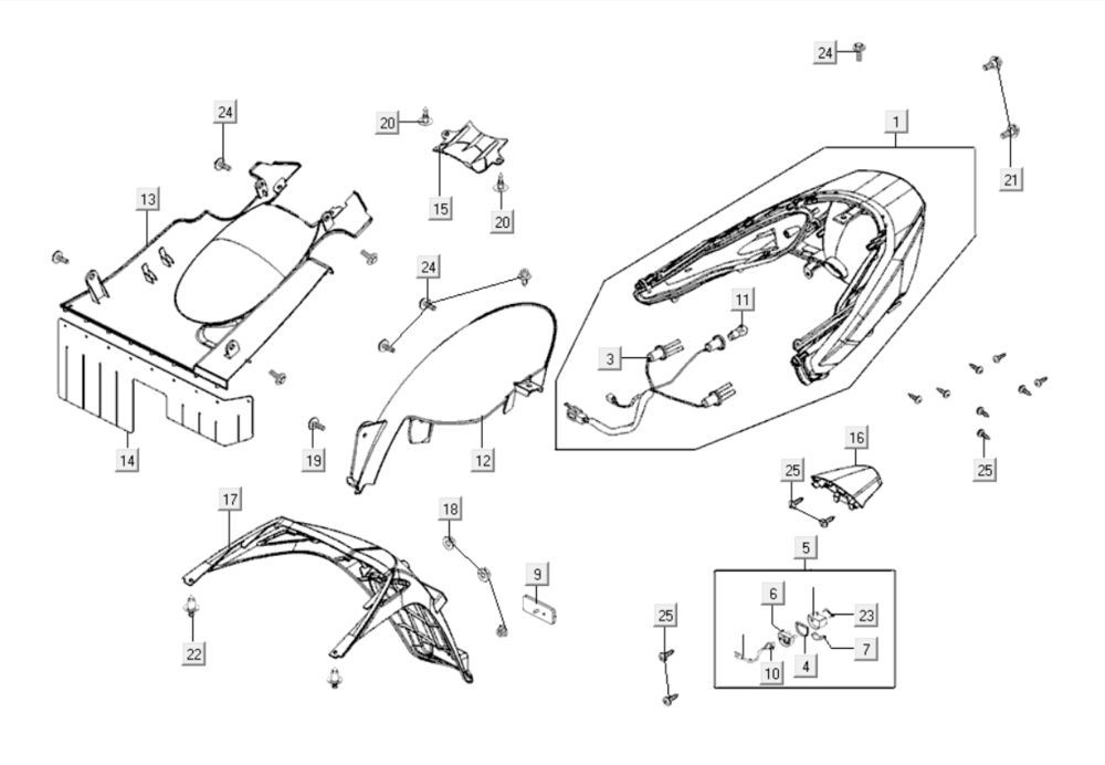 Achterlicht - Achterspatbord Kymco GTI 300i