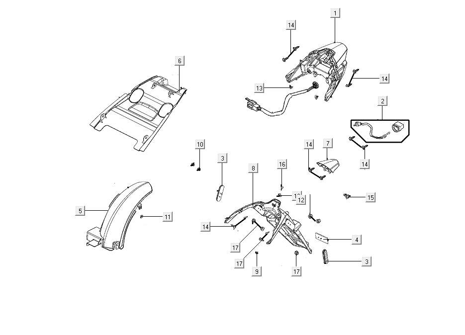 Achterlicht - Achterspatbord Kymco People S 50i Euro 4 Blauw