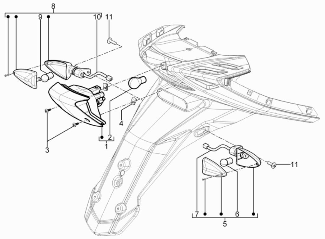 Achterlicht - Knipperlichten achterzijde Piaggio Typhoon 50 2-takt Euro 3 2011