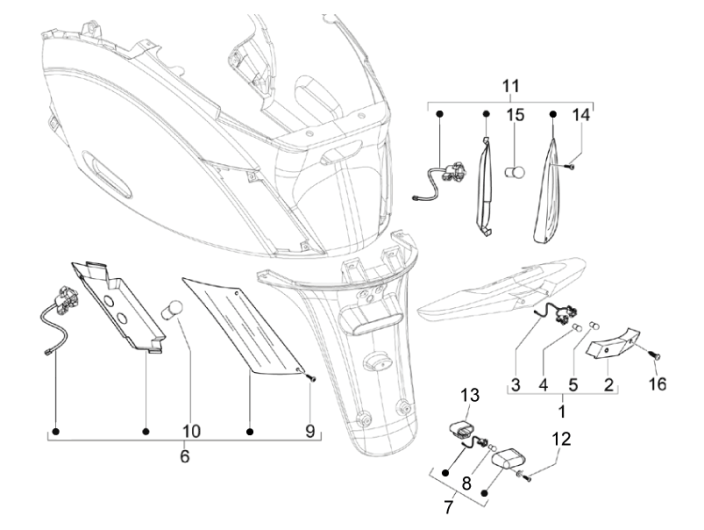 Achterlicht - Knipperlichten achterzijde Piaggio Zip 50 SP 2-takt LC 2006-2013