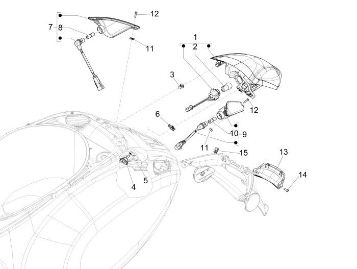 Achterlicht - Knipperlichten achterzijde Vespa Primavera 50 2-takt AC