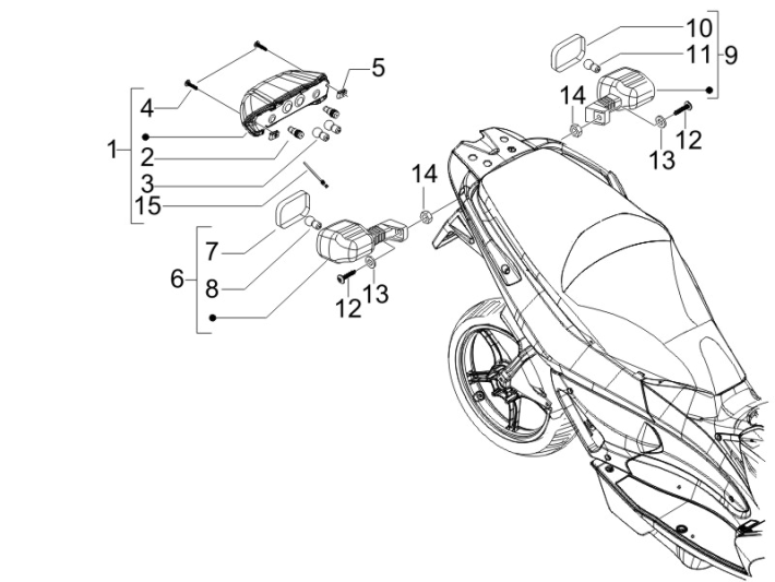 Achterlicht - Knipperlichten achterzijde Gilera Runner 50 SP 50 2-takt LC 2010-2017
