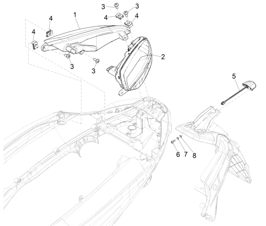 Achterlicht - Knipperlichten achterzijde Piaggio Beverly 300 HPE 4V ABS Euro 5 2021-2022