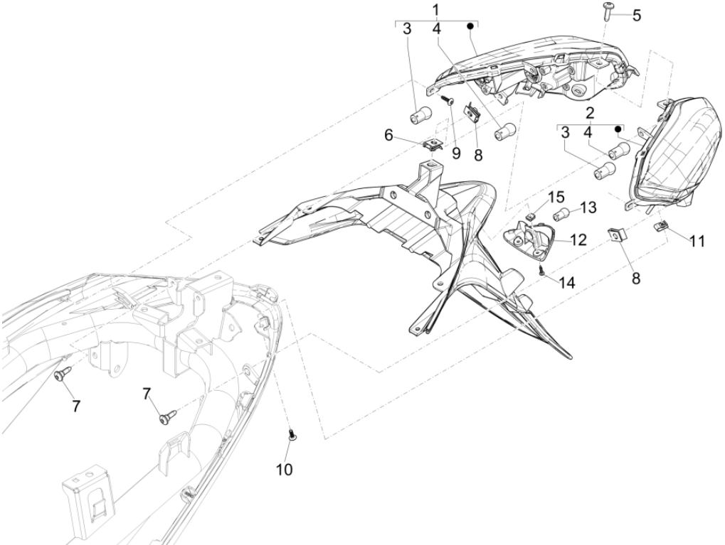 Achterlicht - Knipperlichten achterzijde Piaggio Medley 150 IE ABS Euro 4 2016-2020