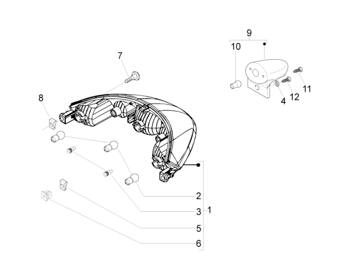 Achterlicht - Knipperlichten achterzijde Piaggio Beverly 500 Euro 3 2007-2012