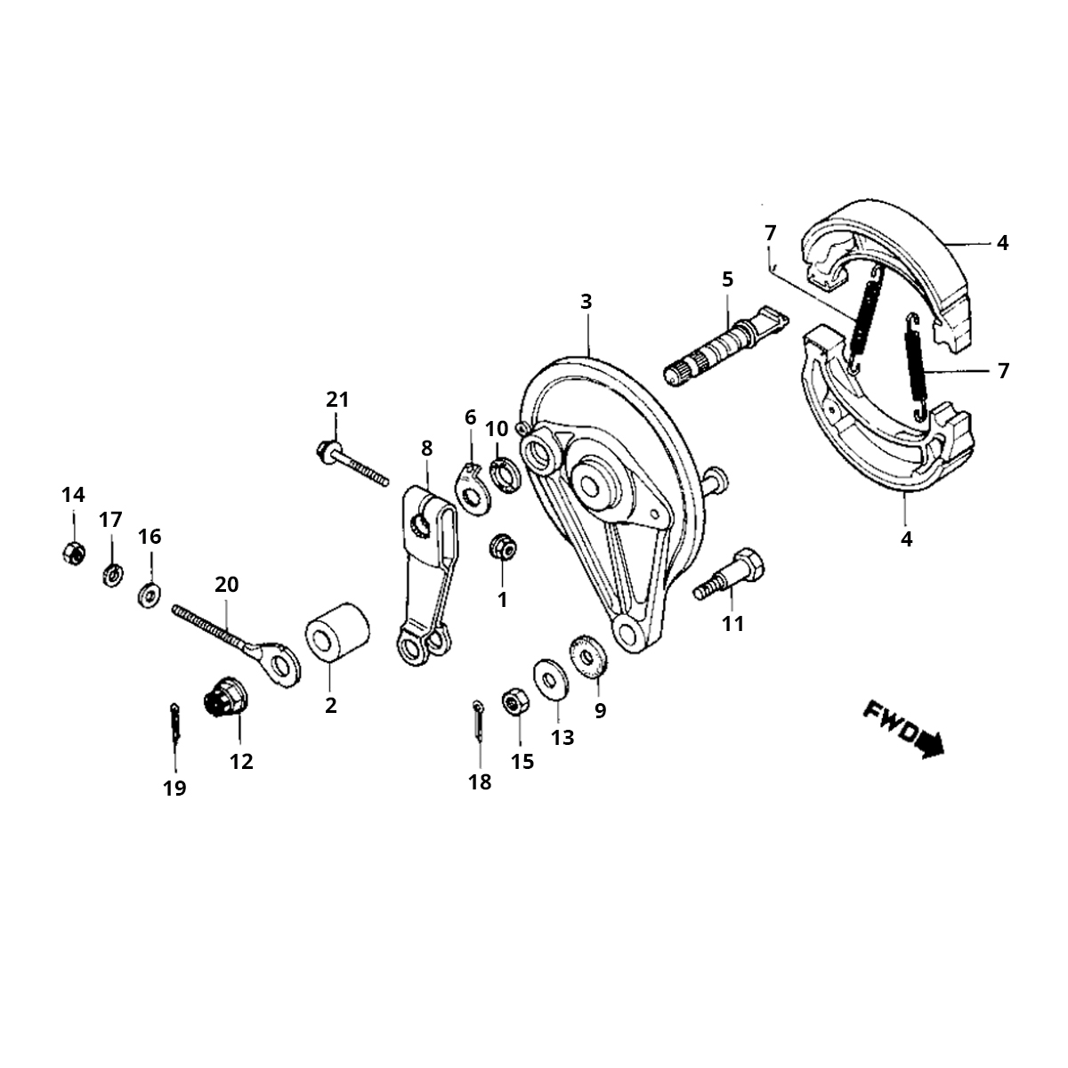 Achterrem - Remschoenen Honda MB50/MB80
