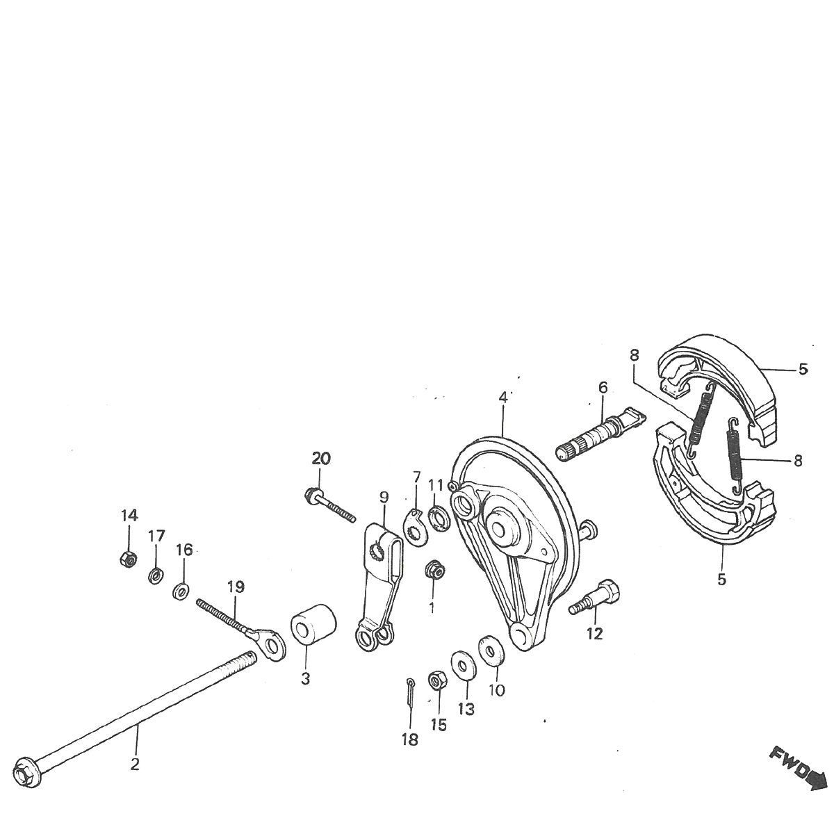 Achterrem - Remschoenen Honda MT50