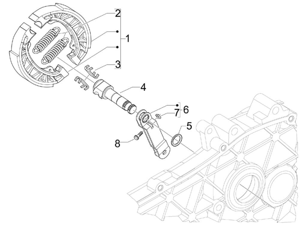 Achterrem - Remschoenen Vespa LX 50 4-takt 2V AC 25km/u