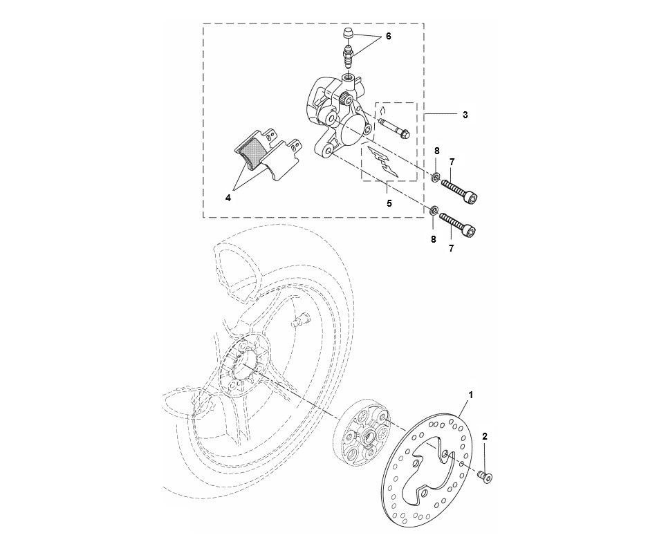 Remklauw - Remschijf achterzijde Yamaha Aerox 4-takt 2014